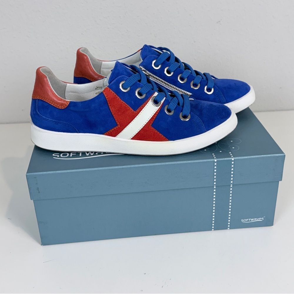 Softwaves Blue Suede Sneakers Portugal 36.5/6.5 IOB